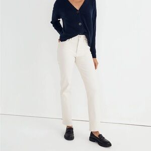 Madewell Mid-Rise Perfect Vintage Straight Tile White Jeans